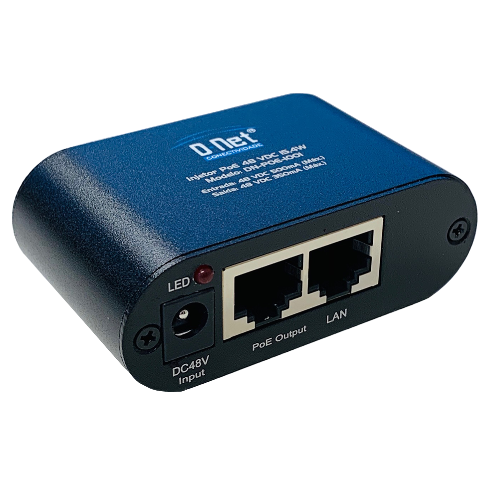 D-NET Injetor PoE (Power Over Ethernet), Alimenta Dispositivos em até 100 M (328 Ft.), 15,4 Watts (DN-POE-1001)