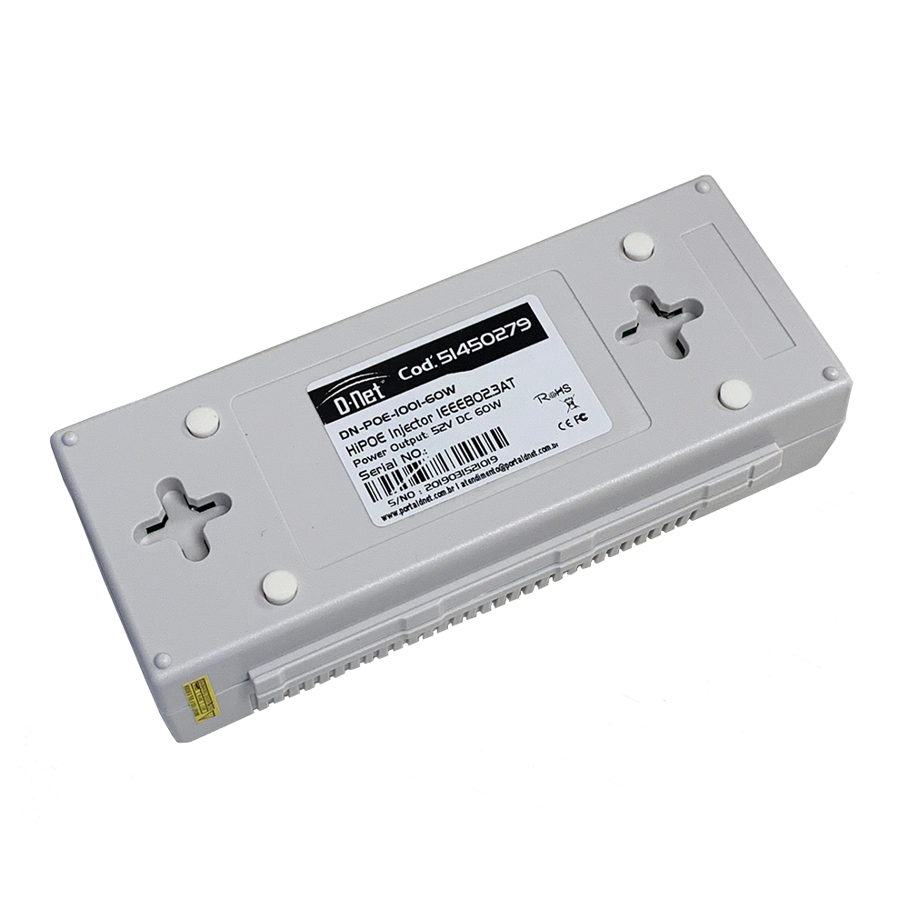 Injetor PoE (Power Over Ethernet) <span style="color: rgb(70, 74, 76); font-family: Roboto, sans-serif; font-size: 13px; font-weight: 400; background-color: rgba(0, 0, 0, 0.035);">D-NET</span>, Alimenta Dispositivos em até 100 M, 60 Watts (DN-POE-1001-60W)
                                