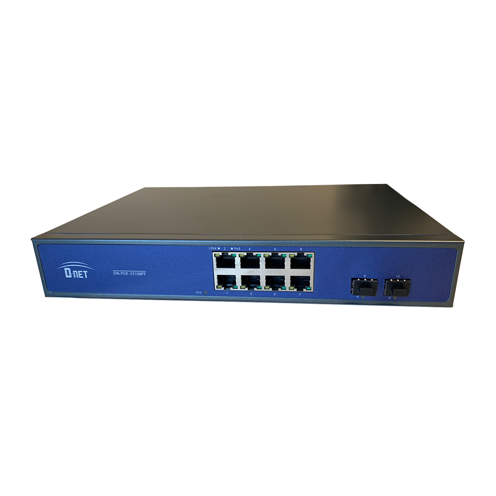 Switch de Rede D-NET 8 Portas PoE +2 Portas SFP, Comutador, PoE (DN-POE-33108PF)