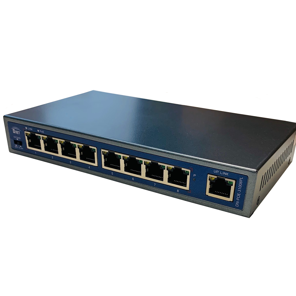 Switch de rede D-NET 8 portas PoE +1 porta UPLink Port, Comutador, PoE (DN-POE-31008PL)