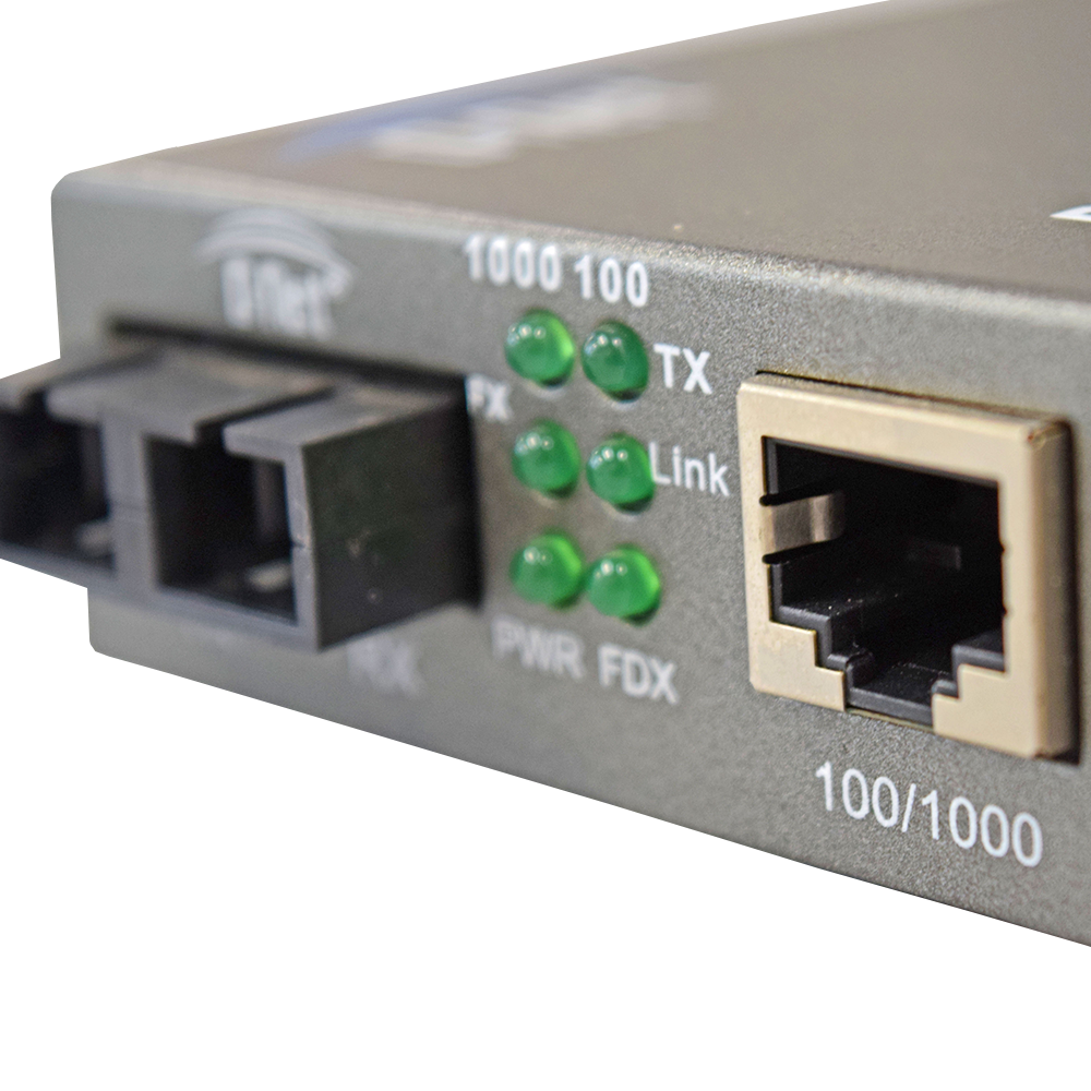D-NET Conversor de mídia Ethernet, Fibra LX de Monomodo, 10/100/1000 Base-T (20 Km), (DN-10000-S20)
