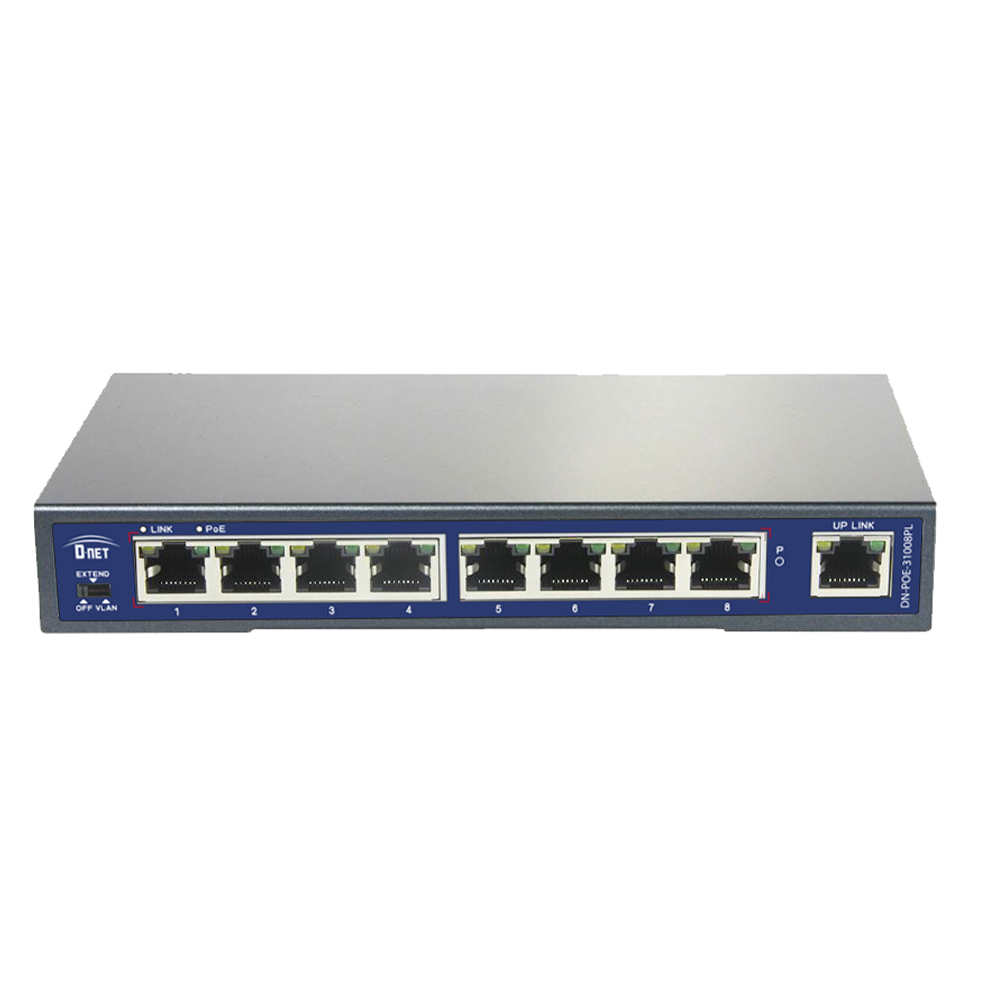 Switch de rede D-NET 8 portas PoE +1 porta UPLink Port, Comutador, PoE (DN-POE-31008PL)