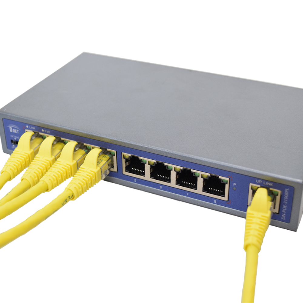 D-NET 8 PoE Port +1 UPLink Port Network Switch, Commutator, PoE (DN-POE-31008PL)