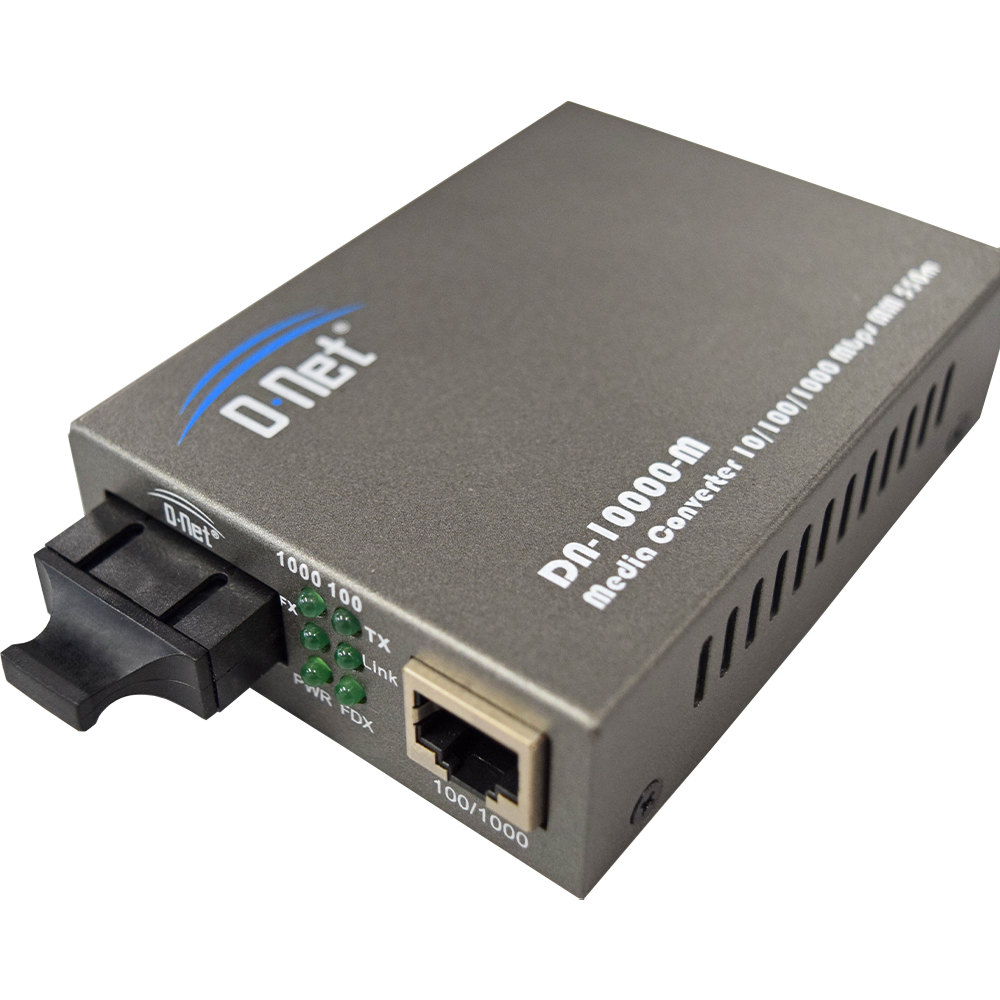 D-NET Ethernet Media Converter, Single Mode LX Fiber, 10/100/1000 Base-T (550 Meters), (DN-10000-M)