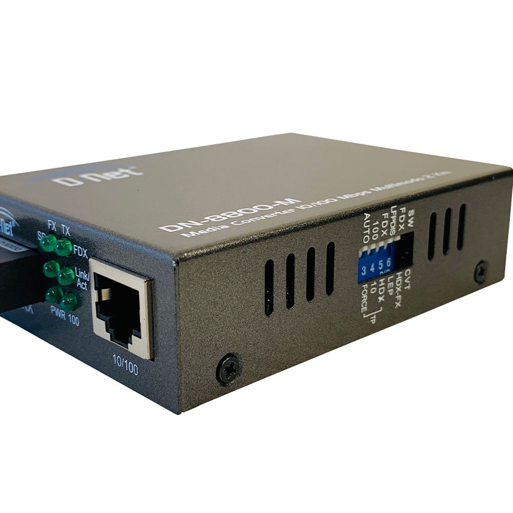 D-NET Ethernet Media Converter, Multi Mode LX Fiber, 10/100/1000 Base-T (2 Kilometers), (DN-8800-M)