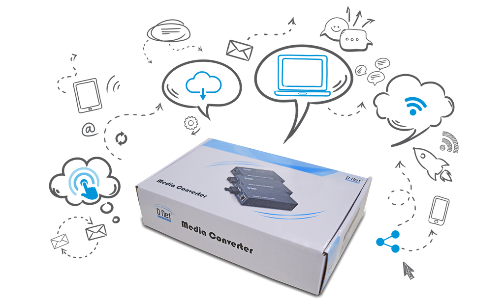 D-NET Ethernet Media Converter, Multi Mode LX Fiber, 10/100/1000 Base-T (2 Kilometers), (DN-8800-M)