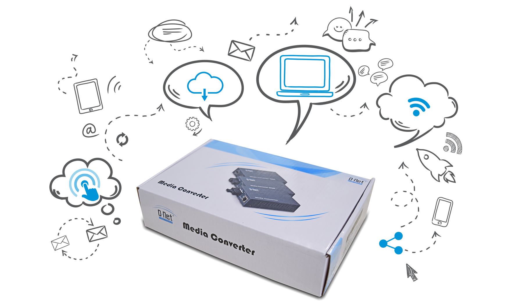 D-NET Ethernet Media Converter, Single Mode LX Fiber, 10/100/1000 Base-T (550 Meters), (DN-10000-M)